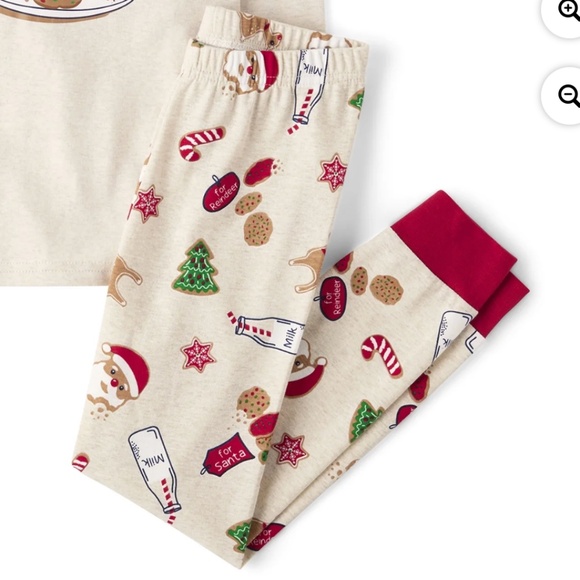 The Children’s Place Unisex Milk & Cookies For Santa 2 PC Pajama Set Size 8 NWT - Picture 4 of 6